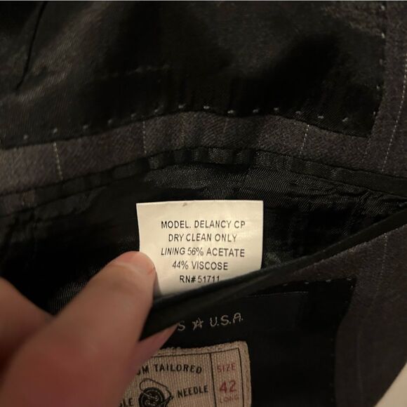 John Varvatos Premium Tailored Delancy Charcoal Blazer Size 42 Long - Picture 14 of 14